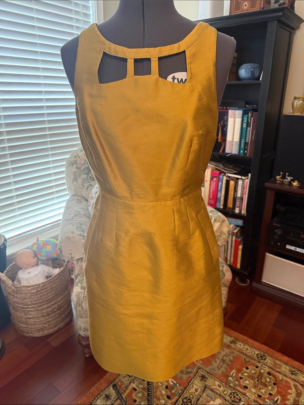 Maeve for Anthropology Golden Yellow Sleeveless Cutout Sheath Dress